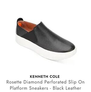 Gentle Souls By Kenneth Cole Rosette Black Leather Slip Ons Size 9.5